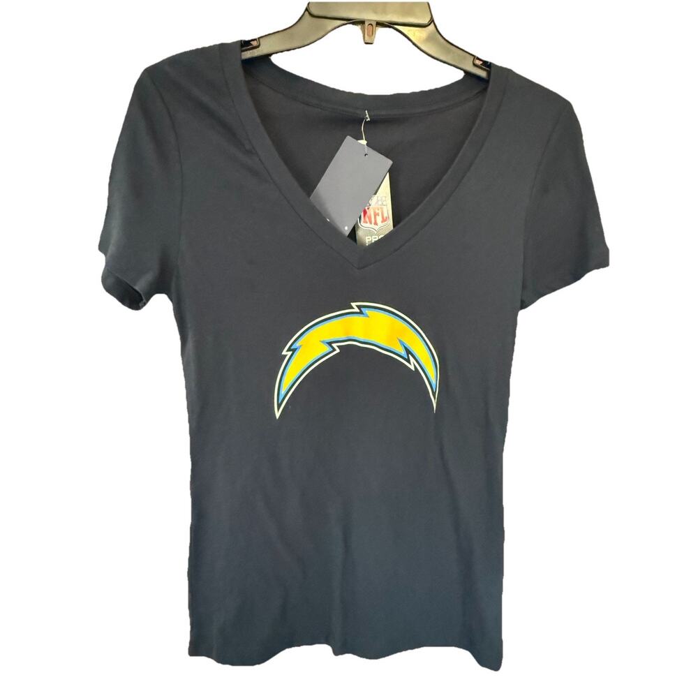 Fanatics NFL LA Chargers V Neck T Shirt W/Lightening Bolt Women’s Sz M NWT